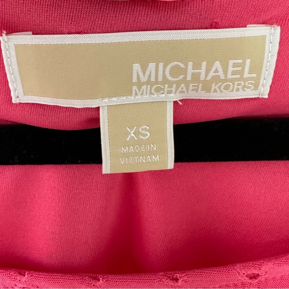 Michael Michael Kors Midi Pink Dress XS Eyelet Wrap Sleeveless Scoop Neck - Picture 5 of 8